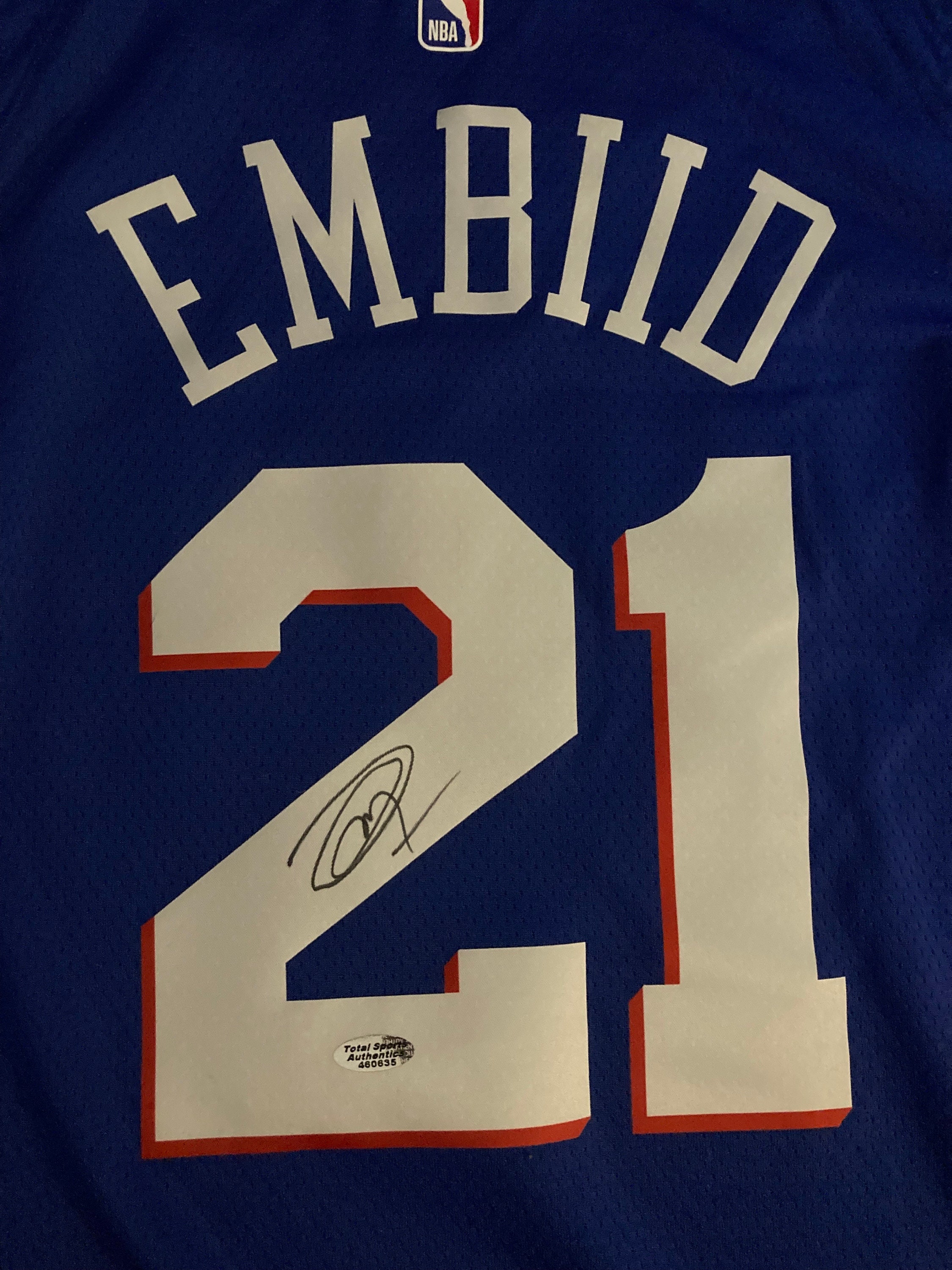 Joel Embiid Philadelphia 76ers Signed NBA #21 Jersey COA & Hologram