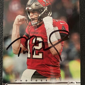Tom Brady Tampa Bay Buccaneers Signed Football Trading Card COA Hologram