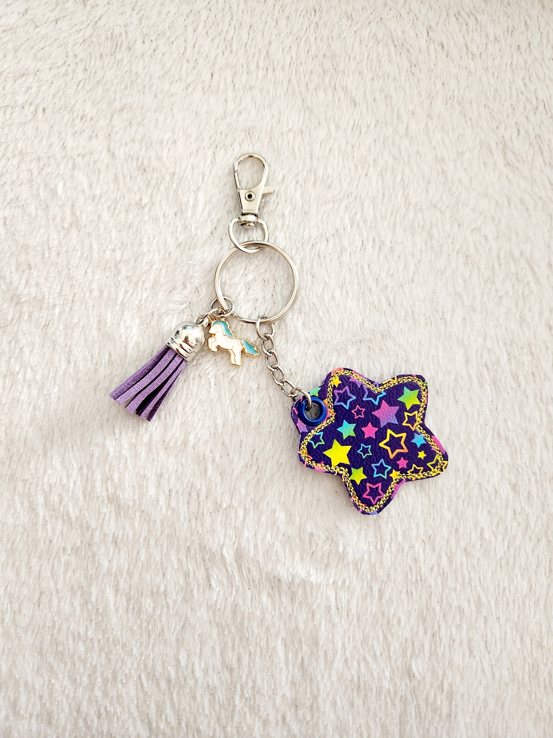 Lisa Frank Inspired Keychain, Handmade Star Backpack Clip - Etsy