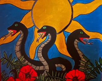Pintura de Agathodaemon / Arte espiritual del Antiguo Egipto