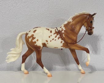 Traditional Size Padded Leather Halter for Cantering Warmblood Breyer Model Horse London Tan and Burgundy