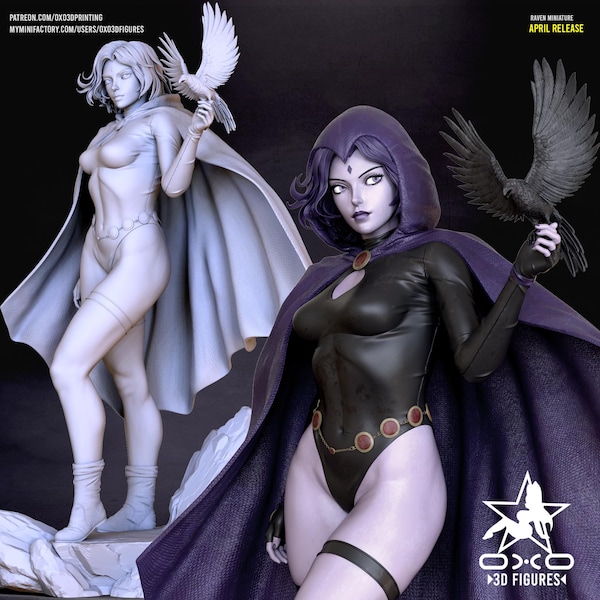 Raven | Unpainted Display Figure Kit | 1:9 Scale | Fan Art | OXO3D Figures