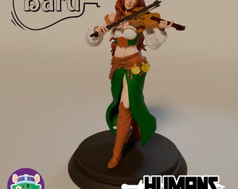 Human Female Bard Miniature. Resin Mini, D&D, Dungeons and Dragons, Pathfinders, Tenda Orc Studio