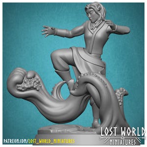 Water Genasi Monk Female | 3D Printed Resin Miniature | D&D | Lost World Miniatures