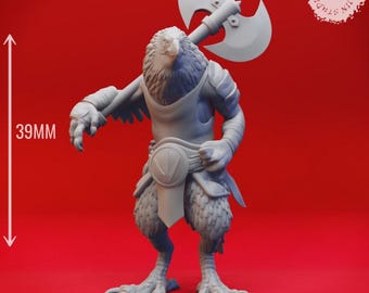 Kenku Barbarian | 3D Printed Miniature | D&D | Yasashii Kyojin