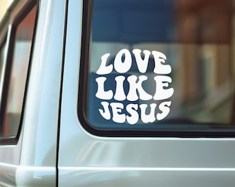 Love Like Jesus Car Mirror Decal, Rear Mirror Decal, Car Sticker, Christian Car Decal, Gifts For Religious Teacher, Jesus Gifts, Heart Cross