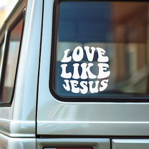 Love Like Jesus Car Mirror Decal, Rear Mirror Decal, Car Sticker, Christian Car Decal, Gifts For Religious Teacher, Jesus Gifts, Heart Cross