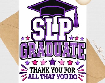 Tarjeta de agradecimiento imprimible para graduados de logopedia. Descarga digital. Regalo de agradecimiento para nuevos logopedas. Impresión de 5x7 pulgadas. Graduados en terapia.