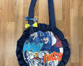 Captain America Round Tote Bag, Comic Book Design