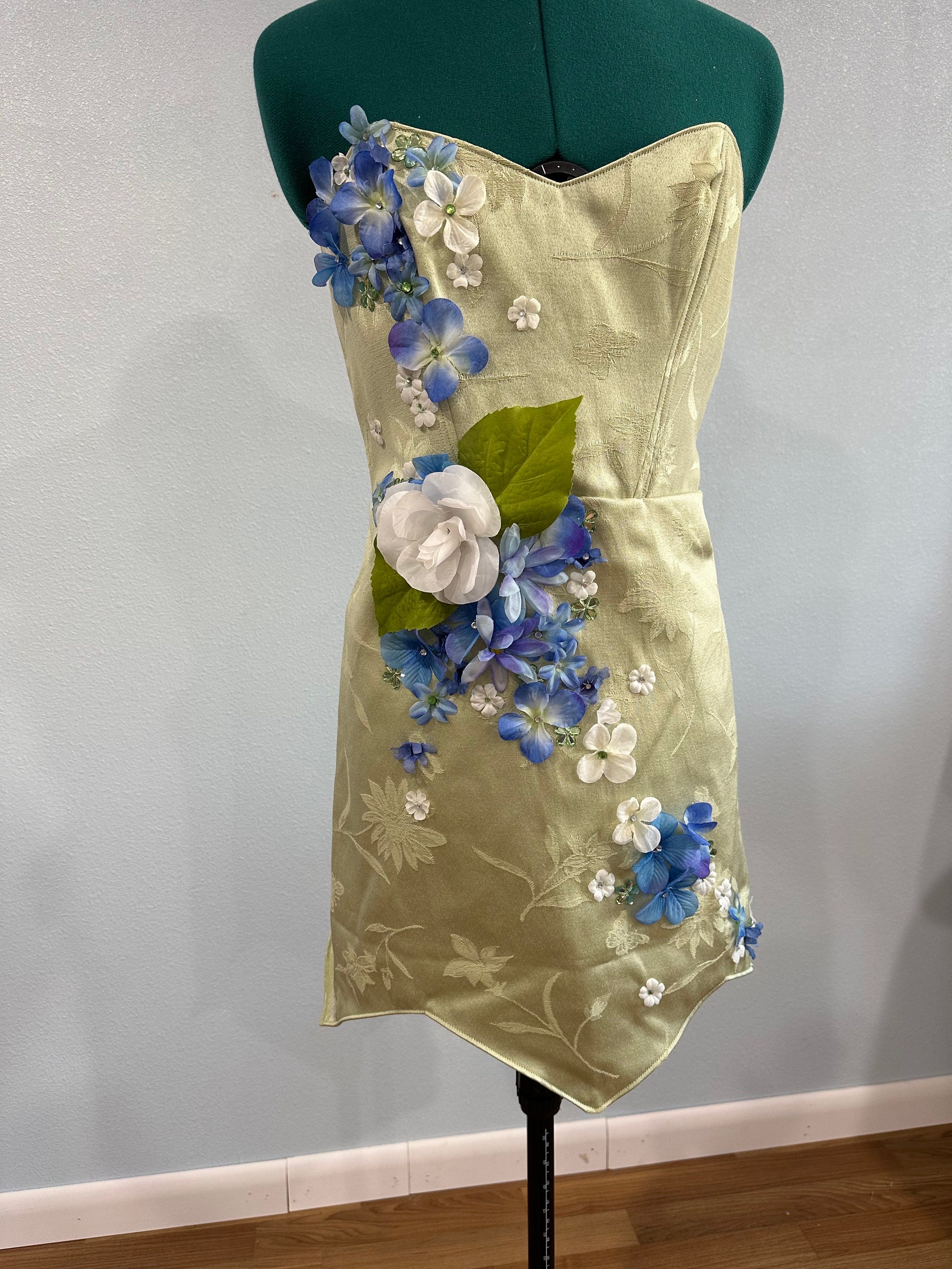 Flower Fairy Corset Dress With Hand Sewn Flowers - Etsy Flower Fairy Corset Dress With Hand Sewn Flowers - Etsy