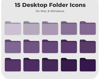 15 Purple Colors Folder Folder Icons for Mac & Windows, Organization, Aesthetic Icons, Mac Icons, Digital Instant Download,