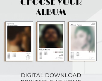 Choose your own Album Poster, Wall Art Artist Cover, Tracklist Poster, Album Art, Music Wall Art, custom Album Cover Wall