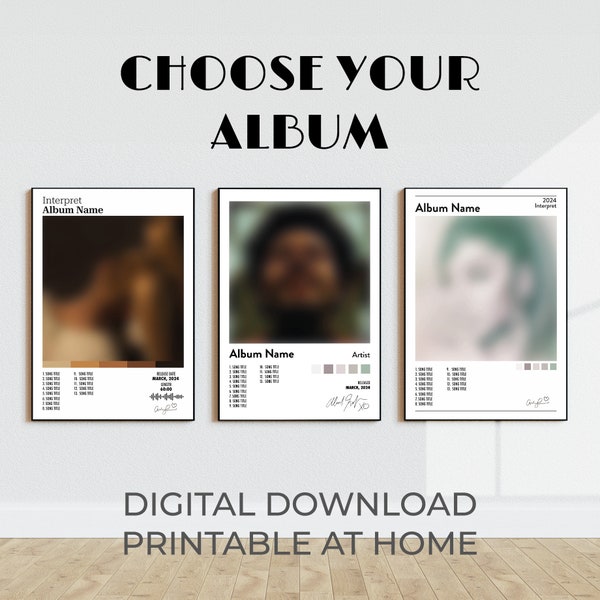 Choose your own Album Poster, Wall Art Artist Cover, Tracklist-Poster, Album Art, Music Wall Art, custom Album Cover Wall