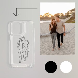 Couple Custom Line Art Phone Case, Personalized Portrait Case, Couple Portrait iPhone Case for iPhone 15, 14, 13, 12, 11 Pro & Pro Max image 1