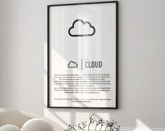 Cloud Trendy Minimalistic Wall Art ,Aesthetic Print, Minimalism Aesthetic Futuristic Art, Digital, Cloud