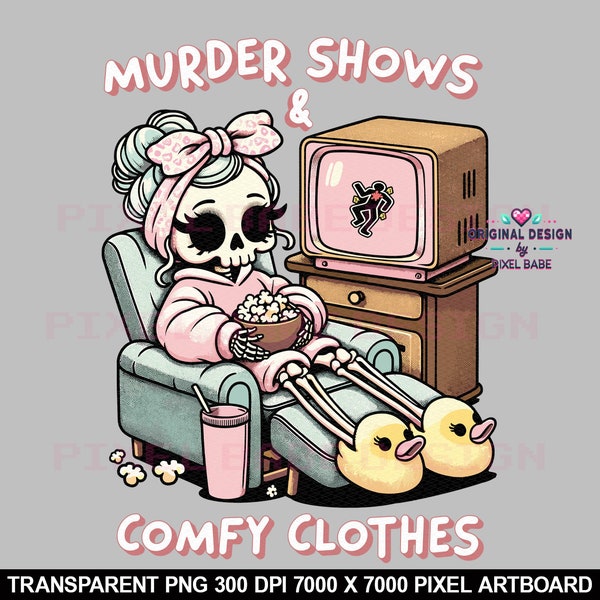 True Crime Junkie Skeleton Sublimation Design PNG - Murder Shows & Comfy Clothes PNG - Crime Lover T-Shirt - Trendy PNG