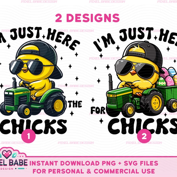 I'm Just Here for the Chicks SVG PNG, Boys Easter Png, Kids Country Easter Svg, Toddler Sublimation Design