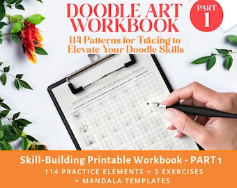 Pattern Training Bundle for Beginners. PDF Templates for Mandala, Ornaments, Calligraphy, Art Therapy, Digital Paper. Printable Worksheets