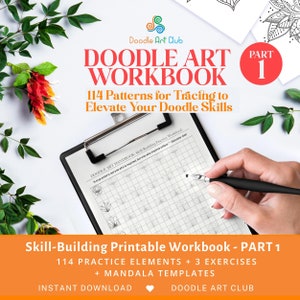 Muster-Schulungspaket für Anfänger. PDF Vorlagen für Mandala, Ornamente, Kalligraphie, Kunsttherapie, Digitales Papier. Druckbare Arbeitsblätter