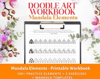 Mandala Pattern Templates, Pattern Training, PDF, JPG Printable Worksheets for Mandala Elements, Ornaments, Art Therapy, Digital Paper.