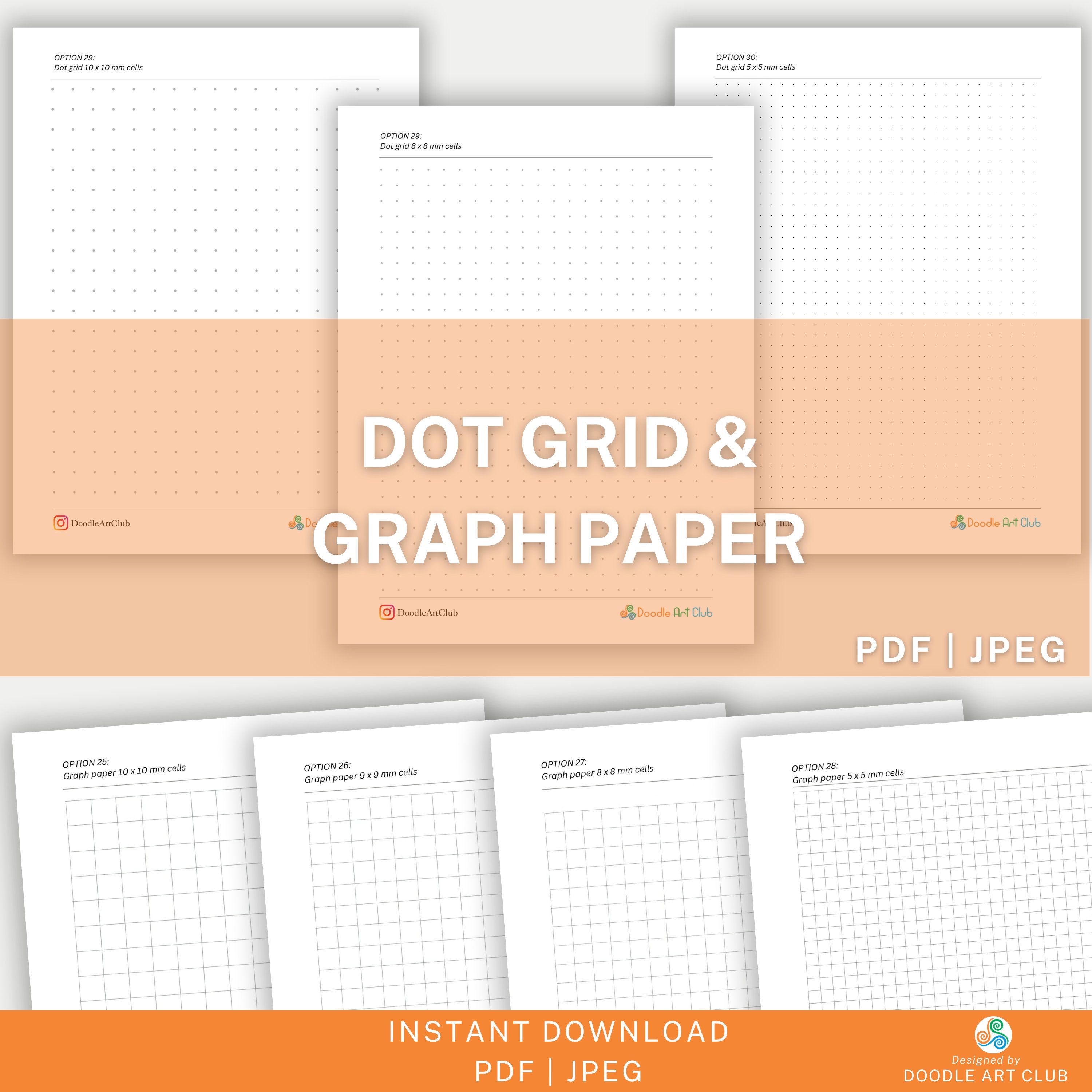 Grid Paper Printable, Gridline Templates for Mandala Practice PDF, JPEG, Dot Grid Guidance, DIY ...