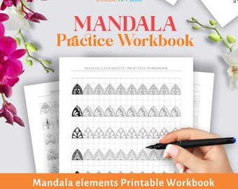 Mandala Pattern Templates, Pattern Training, PDF, JPG Printable Worksheets for Mandala Elements, Ornaments, Art Therapy, Digital Paper.