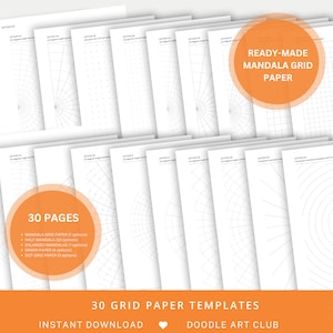 Carta a griglia stampabile, modelli di griglia per PDF pratici Mandala, JPEG, guida alla griglia di punti, kit fai da te, modelli di marcatura Mandala, carta digitale