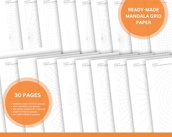 Grid Paper Printable, Gridline Templates for Mandala Practice PDF, JPEG, Dot Grid Guidance, DIY Kit, Mandala Markup Templates, Digital Paper