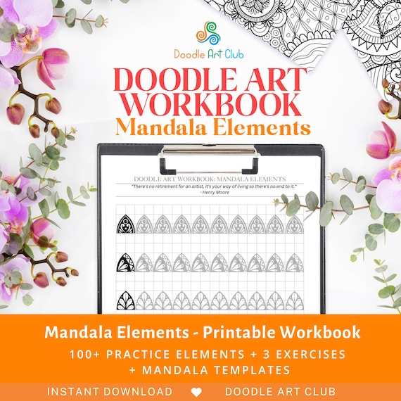 Mandala Pattern Templates, Pattern Training, PDF, JPG Printable Worksheets for Mandala Elements, Ornaments, Art Therapy, Digital Paper.