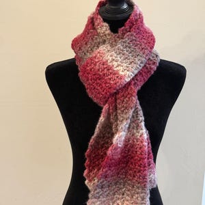 Cozy winter scarf Handmade Chunky Crochet Scarf, Soft Textured  dusty rose ombre