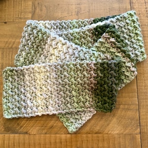 Cozy winter scarf Handmade Chunky Crochet Scarf, Soft Textured shades of green