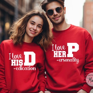 I love her personality, I love his Dedication, Valentine's Couple Shirt, Hugs and Kisses PNG SVG, Valentine's Day