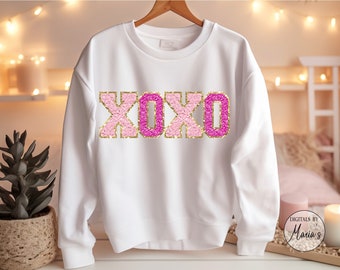 Chenille XOXO Patch Valentines Day PNG, Valentines Day Love, Hugs and Kisses