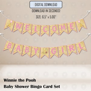 Winnie the Pooh Welcome Baby Girl Pink Baby Shower Banner