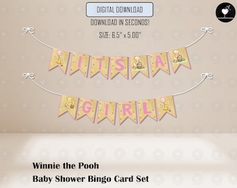 Winnie the Pooh It's a Girl, Pink Baby Shower Banner