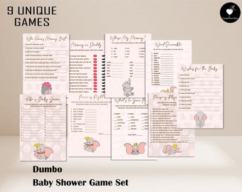 Dumbo Baby Shower Games, Pink, Baby Shower Game Digital File