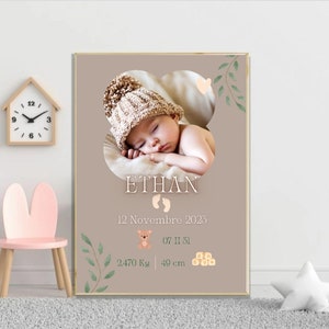 Póster nacimiento beige natural