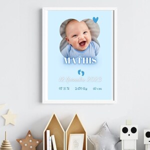 Cartel de nacimiento azul bebe