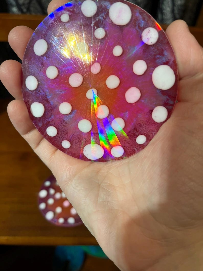 Rainbow Holographic Coasters with UV Reactive Ink zdjęcie 17