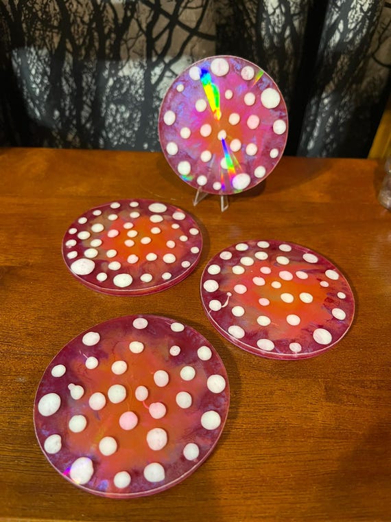 Rainbow Holographic Coasters with UV Reactive Ink