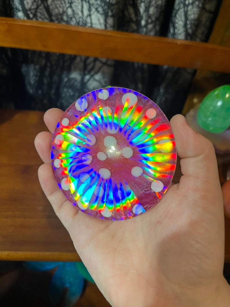 Rainbow Holographic Coasters with UV Reactive Ink zdjęcie 2