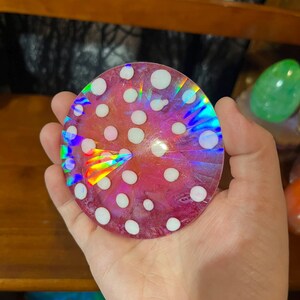 Rainbow Holographic Coasters with UV Reactive Ink zdjęcie 3