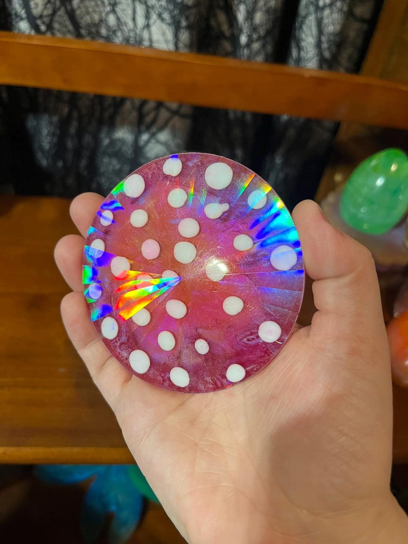 Rainbow Holographic Coasters with UV Reactive Ink zdjęcie 3