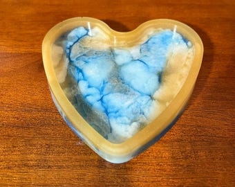Heart Shaped Resin Coaster with Lipped Edge | Celestial Drink Coaster | Handmade Boho Cosmic Decor | Unique Resin Gift