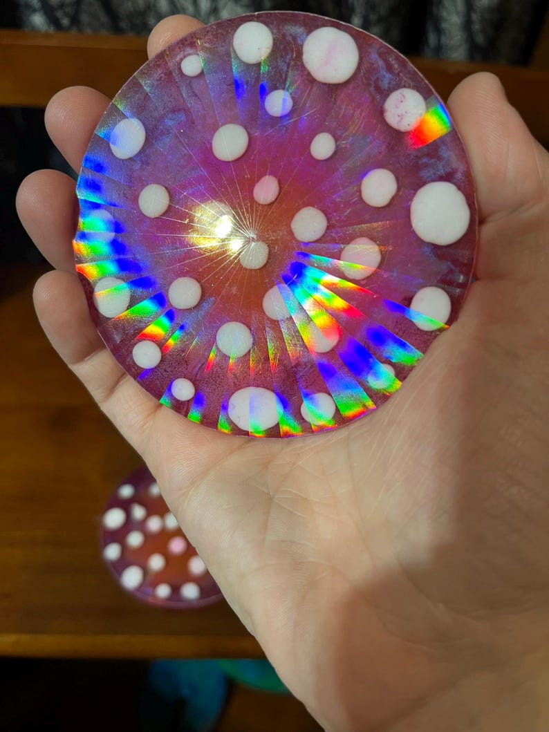 Rainbow Holographic Coasters with UV Reactive Ink zdjęcie 16
