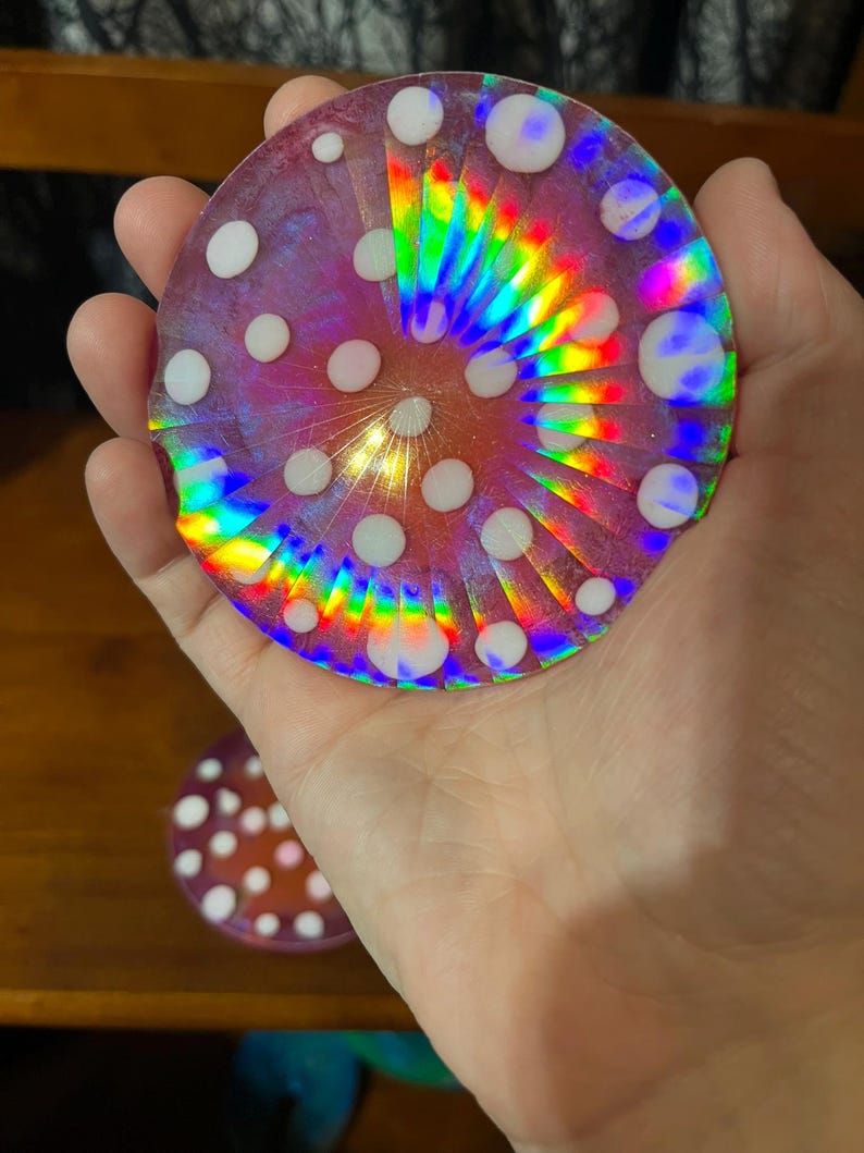 Rainbow Holographic Coasters with UV Reactive Ink zdjęcie 15