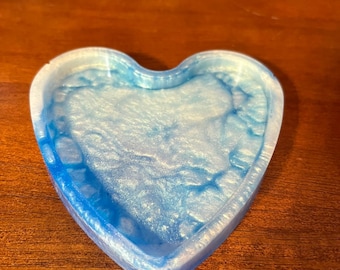 Heart Shaped Resin Coaster with Lipped Edge | Celestial Drink Coaster | Handmade Boho Cosmic Decor | Unique Resin Gift