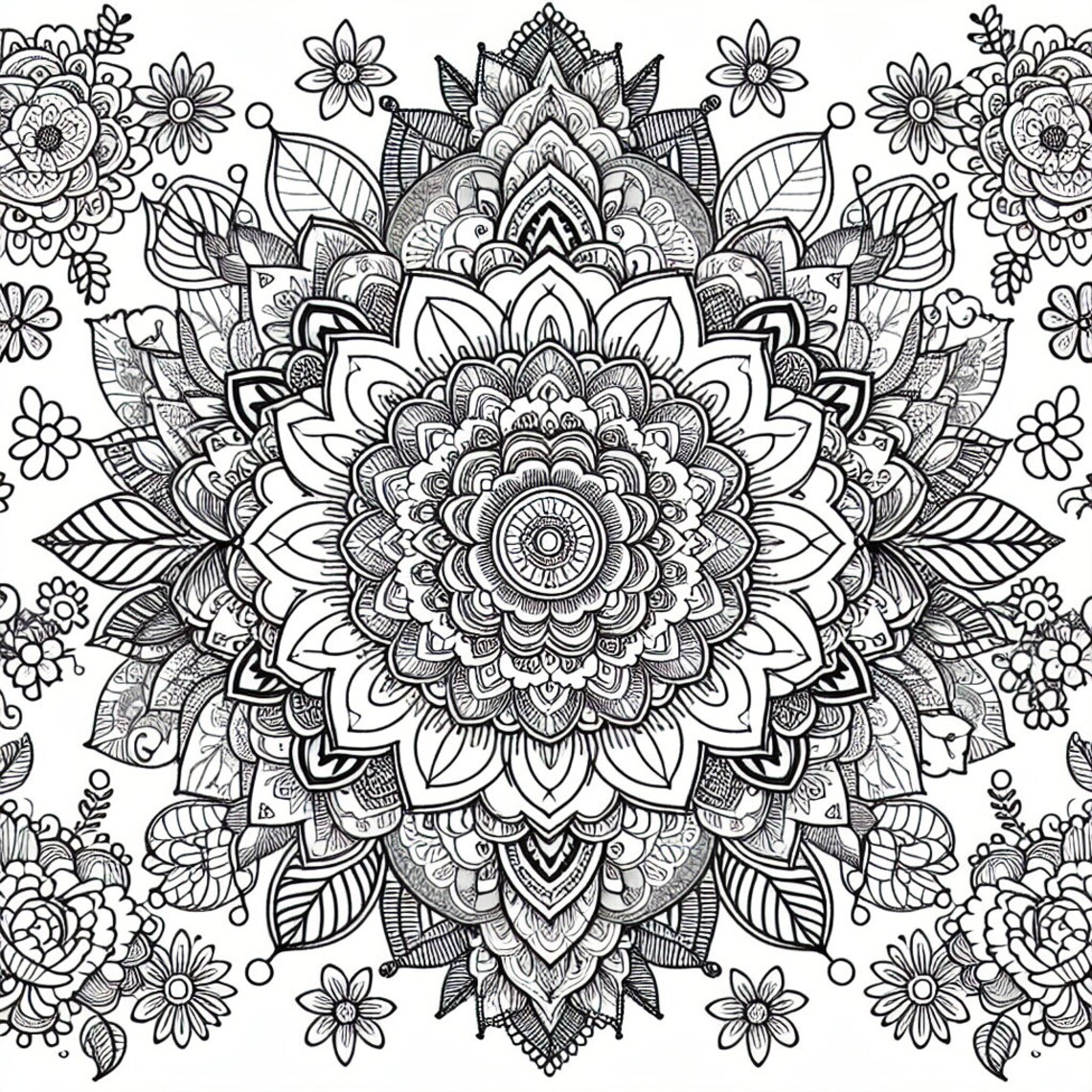 Printable Adult Floral Coloring Pages - Set of 5 - Etsy