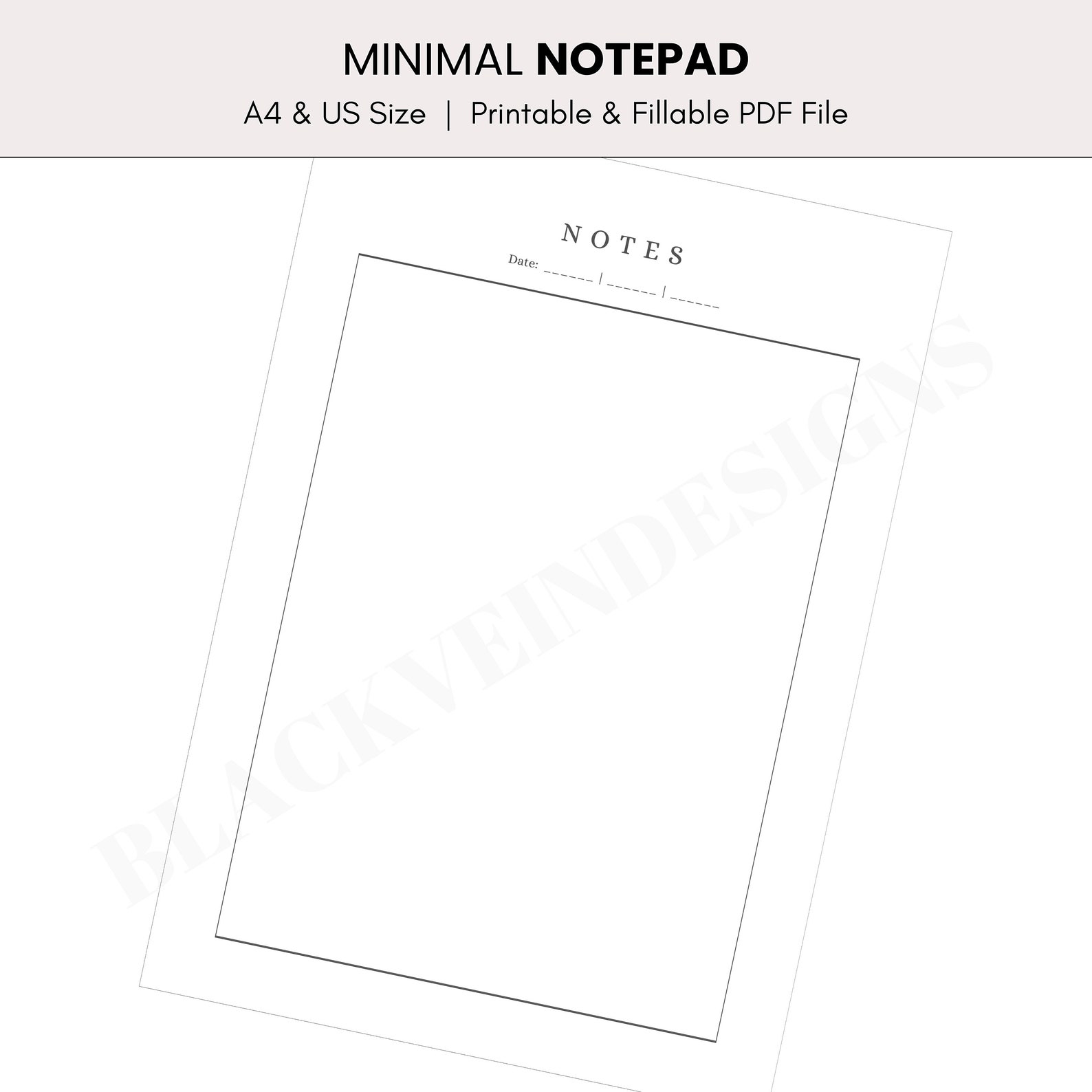 Printable & Fillable Blank Notepad Sheet, Plan You Day With Ease, A4 ...