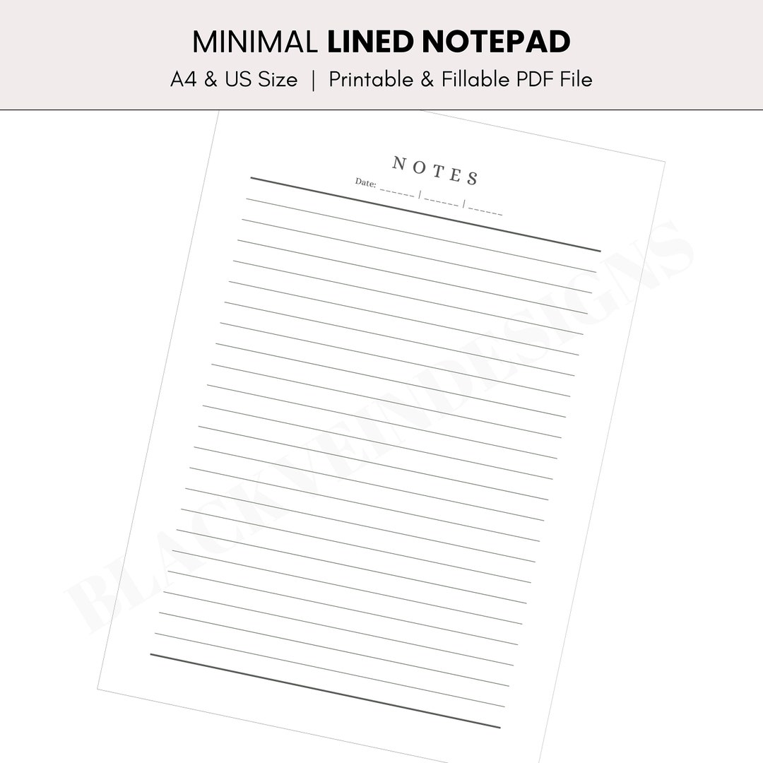 Printable & Fillable Lined Notepad Sheet, Plan You Day With Ease, A4 and US Size - Etsy